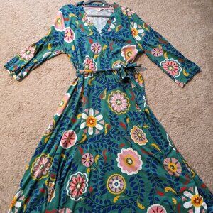 Women's floral kaftan dress with tie